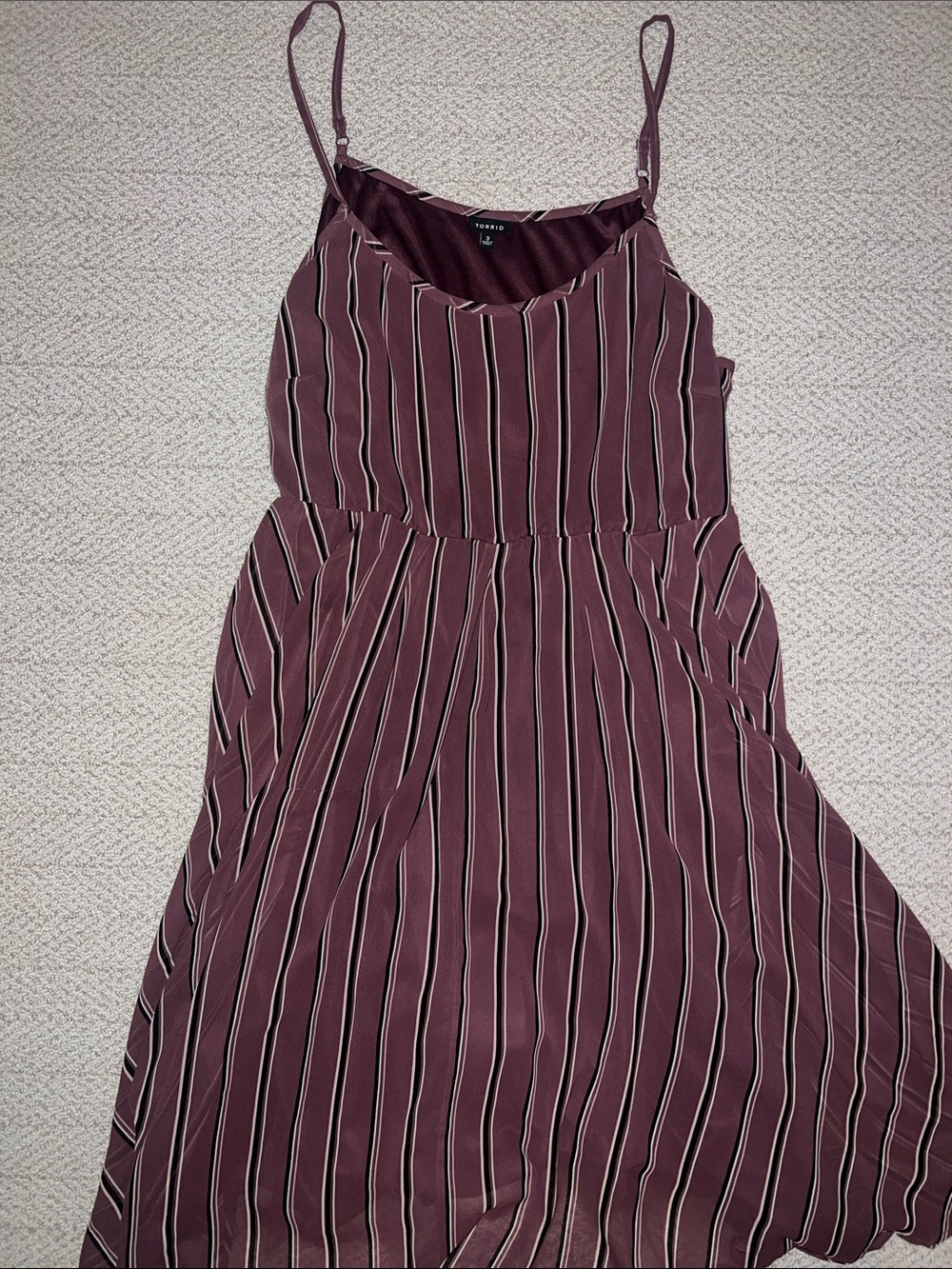 torrid Plum Striped Spaghetti-Strap Midi Dress